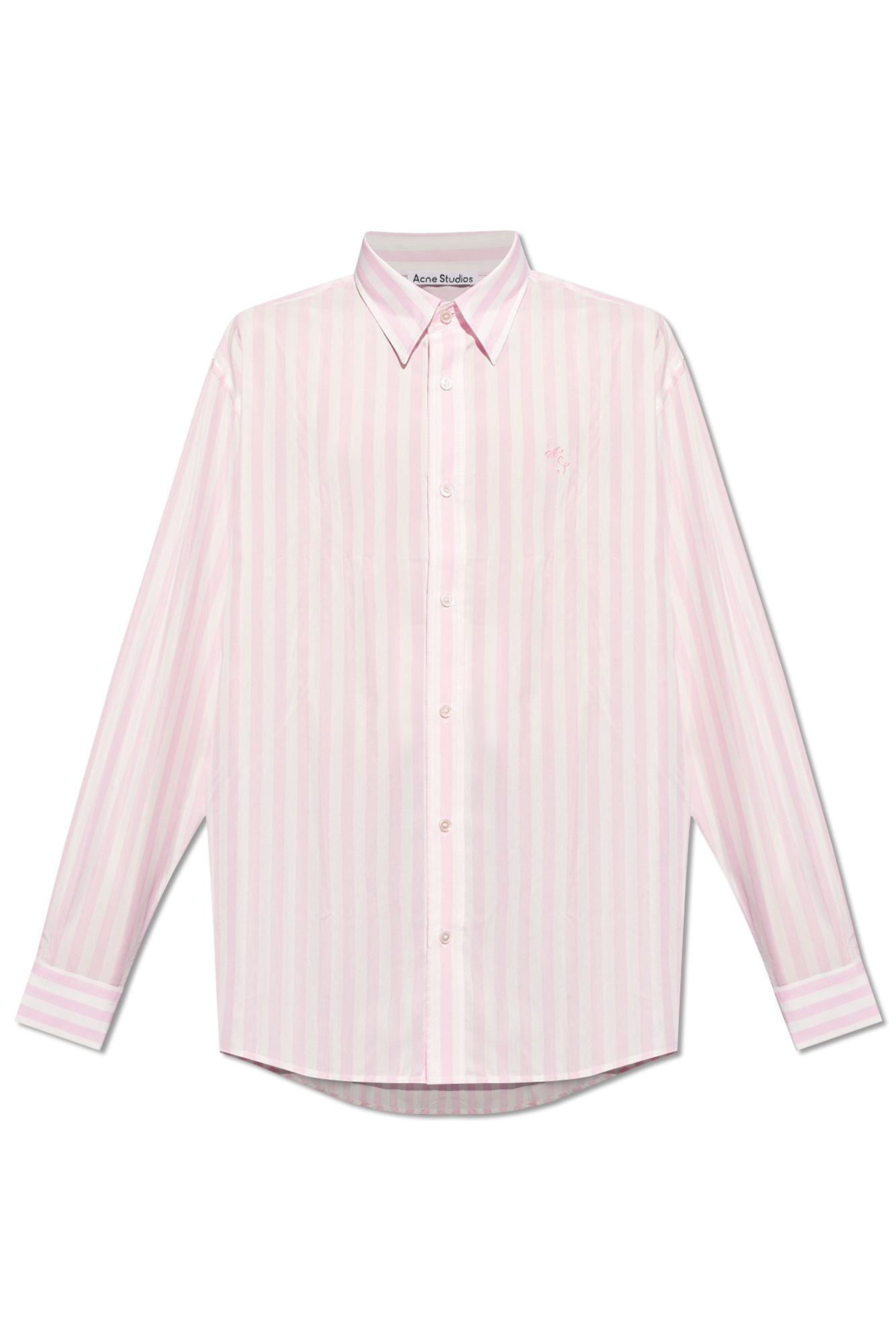 Acne Men's Pink & White Slim Stripe Button Down hotsell Shirt- 54